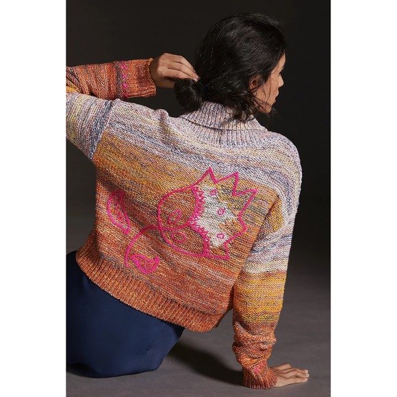 Anthropologie Sweaters - Anthropologie PILCRO Flower Cardigan Sweater Embroidered Knitwear Pockets Large